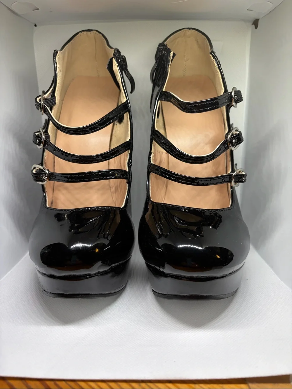 Black Patent Mary Jane Platform Heels